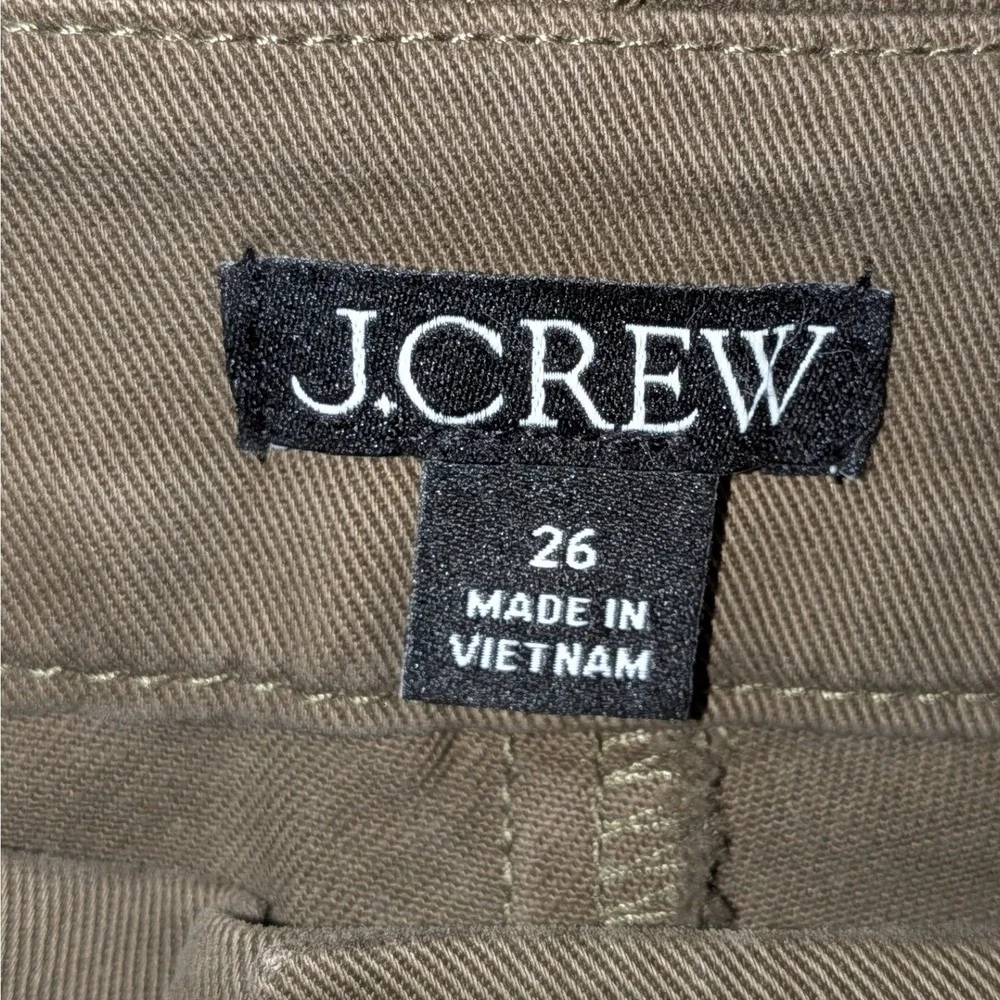 J.Crew Charley Kick Out Crop High Rise Wide Leg Pants Olive Green Size  26 NWOT